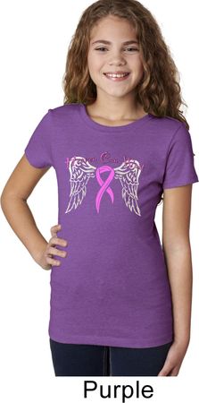 Breast Cancer Awareness Heaven Can Wait Girls Shirt