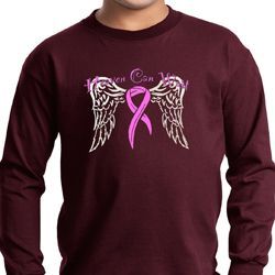 Breast Cancer Awareness Heaven Can Wait Kids Long Sleeve Shirt