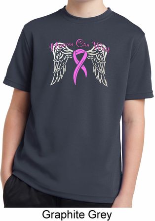 Breast Cancer Awareness Heaven Can Wait Kids Moisture Wicking Shirt