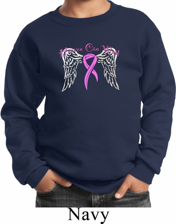 Breast Cancer Awareness Heaven Can Wait Kids Sweat Shirt