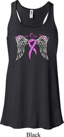 Breast Cancer Awareness Heaven Can Wait Ladies Flowy Racerback Tanktop
