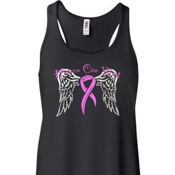 Breast Cancer Awareness Heaven Can Wait Ladies Flowy Racerback Tanktop