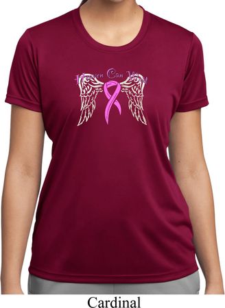 Breast Cancer Awareness Heaven Can Wait Ladies Moisture Wicking Shirt