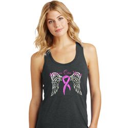 Breast Cancer Awareness Heaven Can Wait Ladies Racerback Tank Top