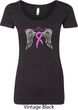 Breast Cancer Awareness Heaven Can Wait Ladies Scoop Neck Shirt