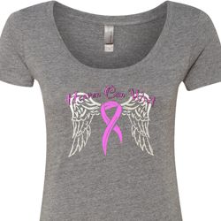 Breast Cancer Awareness Heaven Can Wait Ladies Scoop Neck Shirt
