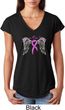 Breast Cancer Awareness Heaven Can Wait Ladies Tri Blend V-Neck Shirt
