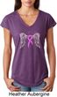 Breast Cancer Awareness Heaven Can Wait Ladies Tri Blend V-Neck Shirt