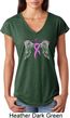 Breast Cancer Awareness Heaven Can Wait Ladies Tri Blend V-Neck Shirt