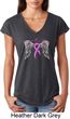 Breast Cancer Awareness Heaven Can Wait Ladies Tri Blend V-Neck Shirt