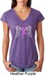 Breast Cancer Awareness Heaven Can Wait Ladies Tri Blend V-Neck Shirt