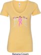 Breast Cancer Awareness Heaven Can Wait Ladies V-Neck Shirt