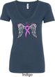 Breast Cancer Awareness Heaven Can Wait Ladies V-Neck Shirt