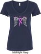 Breast Cancer Awareness Heaven Can Wait Ladies V-Neck Shirt