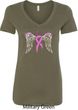 Breast Cancer Awareness Heaven Can Wait Ladies V-Neck Shirt