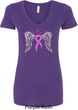 Breast Cancer Awareness Heaven Can Wait Ladies V-Neck Shirt