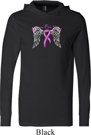 Breast Cancer Awareness Heaven Can Wait Lightweight Hoodie Tee