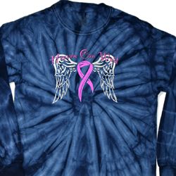 Breast Cancer Awareness Heaven Can Wait Long Sleeve Tie Dye Shirt