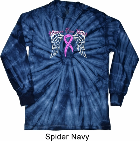 Breast Cancer Awareness Heaven Can Wait Long Sleeve Tie Dye Shirt