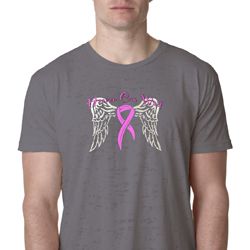 Breast Cancer Awareness Heaven Can Wait Mens Burnout Shirt