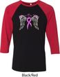 Breast Cancer Awareness Heaven Can Wait Mens Raglan Shirt