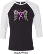 Breast Cancer Awareness Heaven Can Wait Mens Raglan Shirt