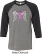 Breast Cancer Awareness Heaven Can Wait Mens Raglan Shirt