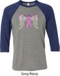 Breast Cancer Awareness Heaven Can Wait Mens Raglan Shirt