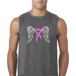 Breast Cancer Awareness Heaven Can Wait Mens Sleeveless Shirt