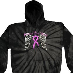 Breast Cancer Awareness Heaven Can Wait Tie Dye Hoodie