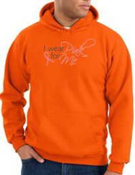 Breast Cancer Awareness Hoodie - I Wear Pink For Me Orange Hoody Breast Cancer Awareness Hoodie - I Wear Pink For Me Orange Hoody