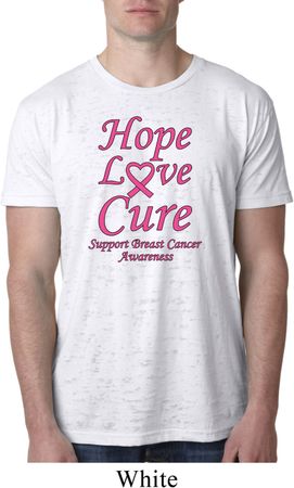 Breast Cancer Awareness Hope Love Cure Burnout Shirt
