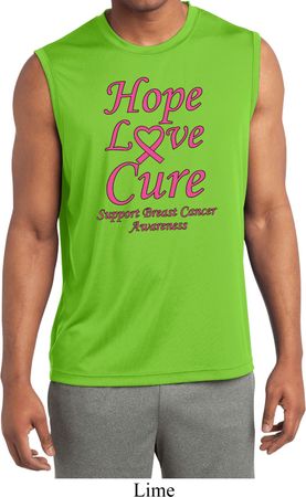 Breast Cancer Awareness Hope Love Cure Dry Wicking Sleeveless Shirt
