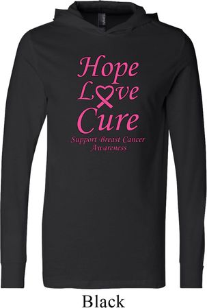 Breast Cancer Awareness Hope Love Cure Lightweight Hoodie