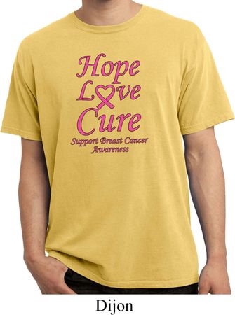 Breast Cancer Awareness Hope Love Cure Pigment Dyed Shirt