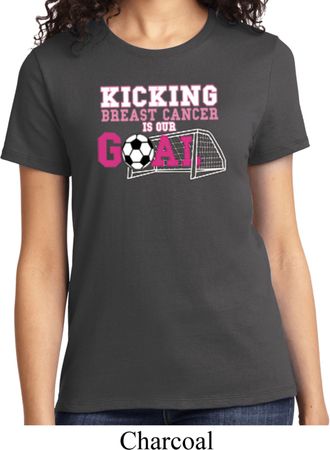 Breast Cancer Awareness Kicking Breast Cancer is Our Goal Ladies Shirt