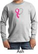 Breast Cancer Awareness Kids Shirt Ribbon Heart Long Sleeve Tee