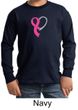 Breast Cancer Awareness Kids Shirt Ribbon Heart Long Sleeve Tee