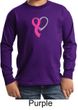Breast Cancer Awareness Kids Shirt Ribbon Heart Long Sleeve Tee