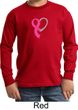 Breast Cancer Awareness Kids Shirt Ribbon Heart Long Sleeve Tee