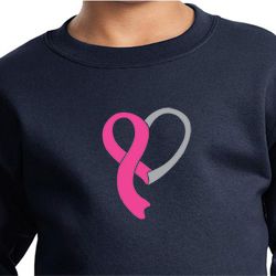Breast Cancer Awareness Kids Sweatshirt Ribbon Heart Sweat Shirt