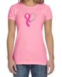 Breast Cancer Awareness Ladies Shirt Ribbon Heart Crewneck Tee T-Shirt