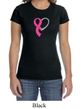 Breast Cancer Awareness Ladies Shirt Ribbon Heart Crewneck Tee T-Shirt