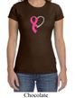 Breast Cancer Awareness Ladies Shirt Ribbon Heart Crewneck Tee T-Shirt