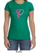 Breast Cancer Awareness Ladies Shirt Ribbon Heart Crewneck Tee T-Shirt