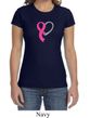 Breast Cancer Awareness Ladies Shirt Ribbon Heart Crewneck Tee T-Shirt