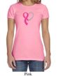 Breast Cancer Awareness Ladies Shirt Ribbon Heart Crewneck Tee T-Shirt