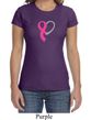 Breast Cancer Awareness Ladies Shirt Ribbon Heart Crewneck Tee T-Shirt