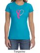 Breast Cancer Awareness Ladies Shirt Ribbon Heart Crewneck Tee T-Shirt