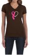 Breast Cancer Awareness Ladies Shirt Ribbon Heart V-neck Tee T-Shirt